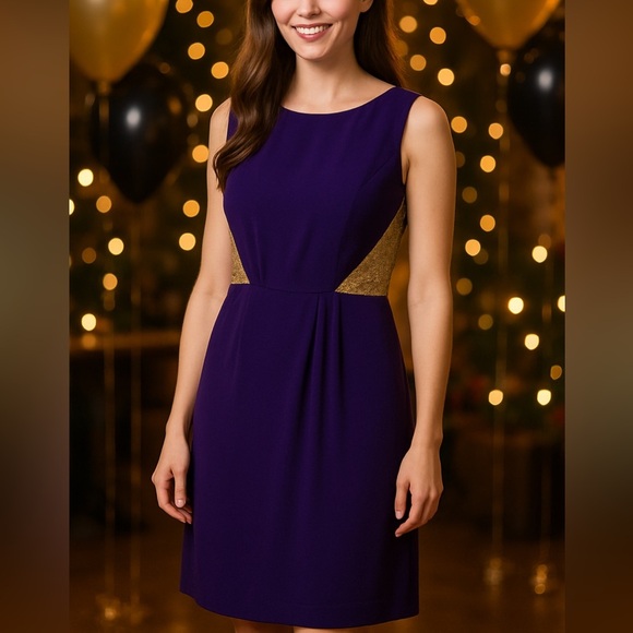 Sachin + Babi Purple and Gold Cocktail Dress - Picture 1 of 7